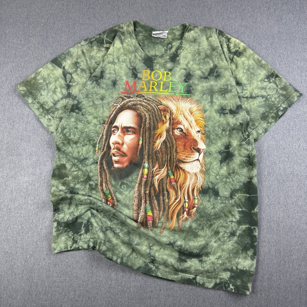 Vintage The Roxx Bob Marley T Shirt Tie Dye Mens XL Reggae Lion Double Sided